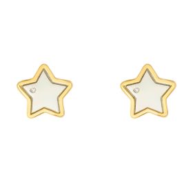 Gold Edge Star Stud Earringswith Diamond