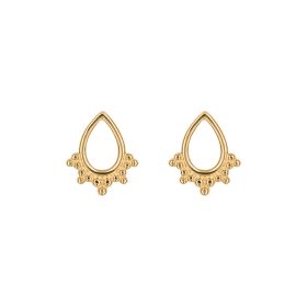 Filigree Open Teardrop Stud Earrings with Yellow Gold Plating