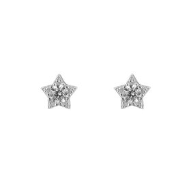 Star Stud Earrings with Rhodium Plating and CZ