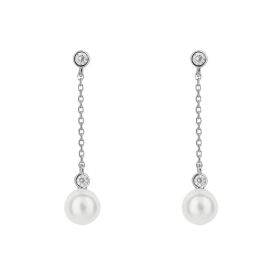 Diamonfire Shell Pearl Chain Drop Earrings