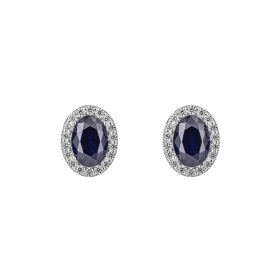 Diamonfire Oval Stud Earrings with Pave Surround