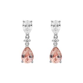 Diamonfire Teardrop Shaped Pink Zirconia Drop Earrings 