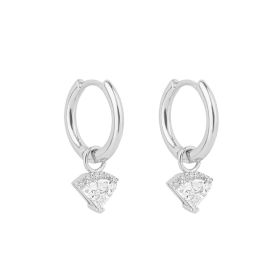 Diamonfire Diamond Shaped Zirconia Assembled Hoop Earrings