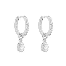 Diamonfire Teardrop Zirconia Assembled Hoop Earrings 