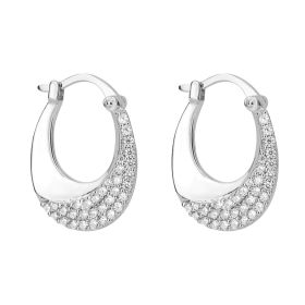 Fiorelli Knife Edge Hoop Earrings with Cubic Zirconia Wave