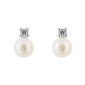 Pearl and Cubic Zirconia Stud Earrings