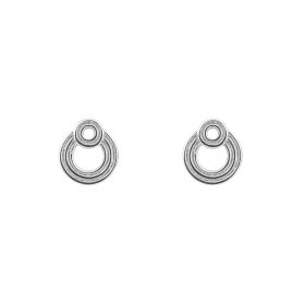 Ridged Double Open Circle Stud Earrings