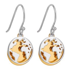 World Drop Earrings with Yellow Gold Plated Disc