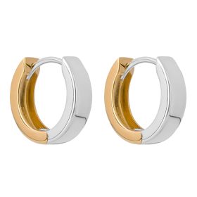 Two Tone Flat Huggie Hoop Earrings