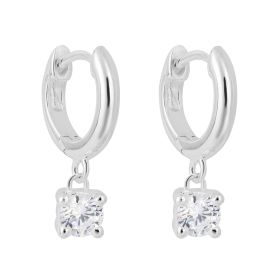 Huggie Hoop Earrings with Cubic Zirconia Drop Charm