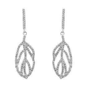 Organic Leaf Drop Earrings with Cubic Zirconia