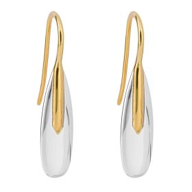 Elongated Pebble Drop Earrings with Yellow Gold Plating