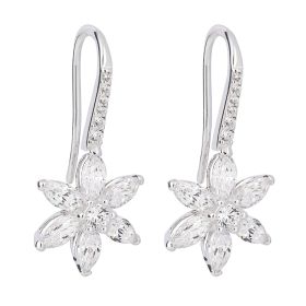 Flower Drop Earrings with Cubic Zirconia