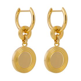 Ridged Disc Assembled Hoop Earrings with Yellow Gold Plating