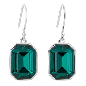 Elongated Octagon Drop Earrings with Emerald Green Crystal