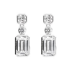 Diamonfire Tri-Stone Drop Earrings