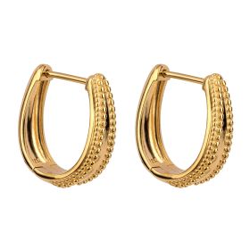 Milgrain Edge Chunky Hoop Earrings with Yellow Gold Plating