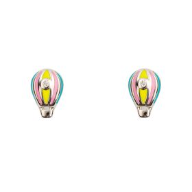 Enamel Hot Air Balloon Stud Earrings with Diamond