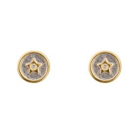 Shooting Star Round Stud Earrings with Diamond