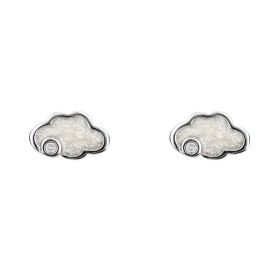 Pearlised Enamel Cloud Stud Earrings with Diamond