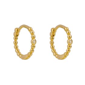 Beaded Hoop Earrings with Cubic Zirconia