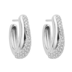 Fiorelli Organic Shaped 3/4 Hoop Earrings with Cubic Zirconia