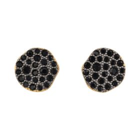 Fiorelli Organic Disc Stud Earrings with Jet Crystal