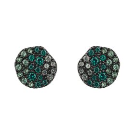 Fiorelli Organic Disc Stud Earrings with Gradient Green Crystal