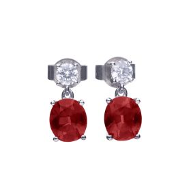 Diamonfire Ruby Red Oval Drop Earrings