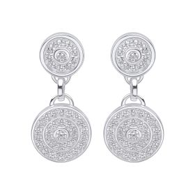 Channel Set Circular Drop Earrings