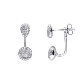 Fiorelli Front and Back Earrings with Pave Droplet and Round Shapes