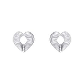 Ridged Heart Stud Earrings