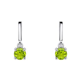 Round Green Peridot Drop Stud Earrings