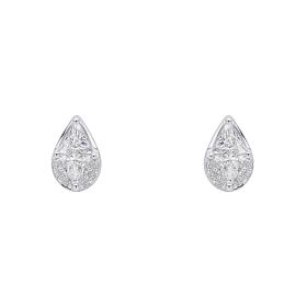 Droplet Shape Stud Earrings with Triangular Stones