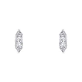 Elongated Hexagon Stud Earrings