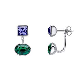 Fiorelli Front and Back Earrings with Square and Round Crystal Shapes