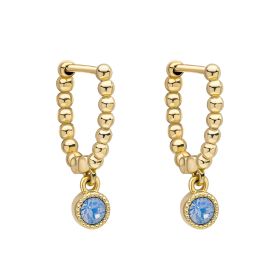 Laura Ashley Stippled Assembled Hoop Earrings with Blue Crystal