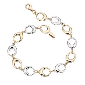 9ct Mixed Gold Oval Link Bracelet in 9ct Gold