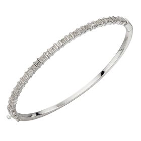 Baguette Bar Diamond Bangle in 9ct Gold