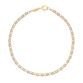 Mixed Metal Ball Chain Bracelet in 9ct Gold