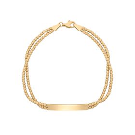 ID Bar Double Bead Chain Bracelet in 9ct Gold