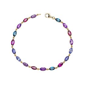 Semi-Precious Navette Tennis Bracelet in 9ct Gold