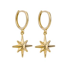 Starburst Charm Hoop Earrings in 9ct Gold