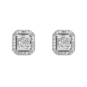 Pave Square Diamond Earrings in 9ct Gold