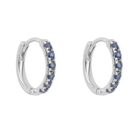 Blue Sapphire Hoop Earrings in 9ct White Gold