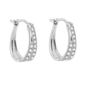 Double Row Pave Diamond Hoop Earrings in 9ct Gold