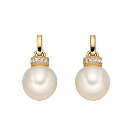 Freshwater Pearl Earrings with Diamond Set Top in 9ct Gold