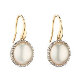 Mabe Pearl and Diamond Earrings in 9ct Gold