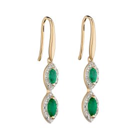 Emerald Marquise Double Drop Earrings