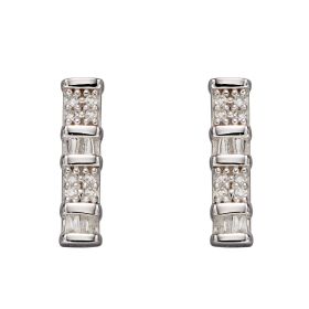 Baguette Bar Diamond Earrings in 9ct Gold